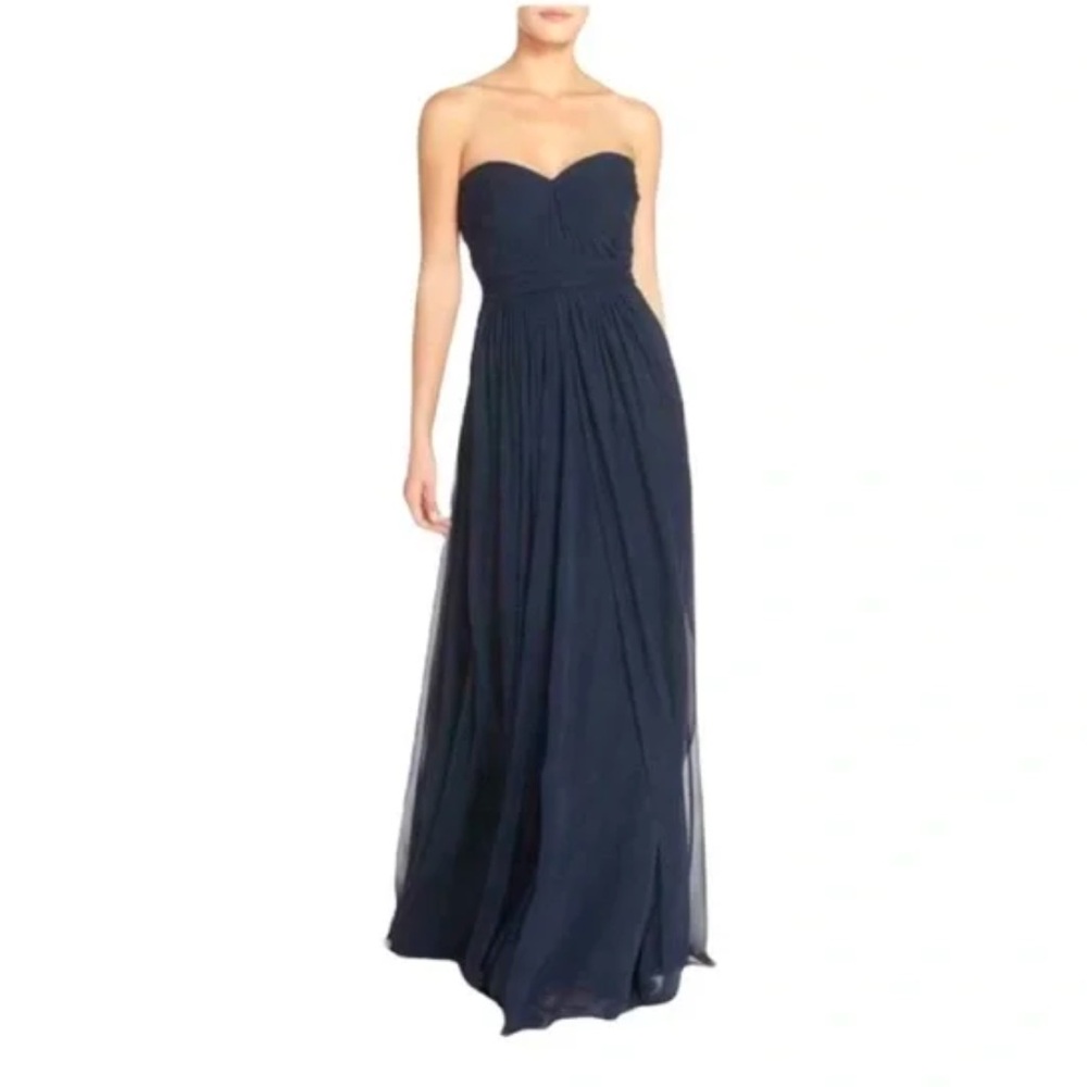 jenny yoo collection 1781 adeline navy strapless gown